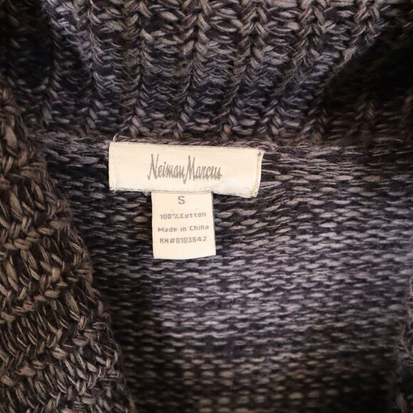 Neiman Marcus Long Gray Knit Cardigan With Shawl Collar & Pleated Sleeves 100% C - Picture 3 of 10
